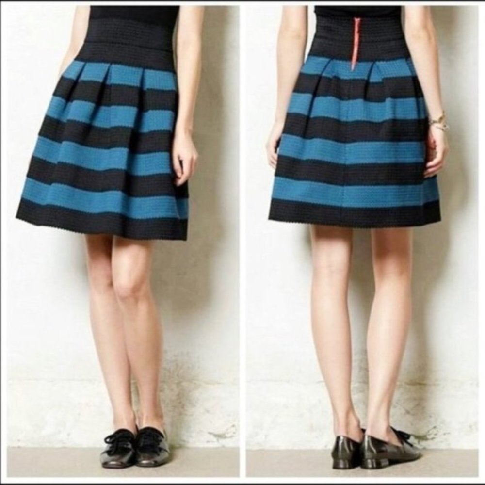 Anthropologie Black & Blue Girls From Savoy Skirt